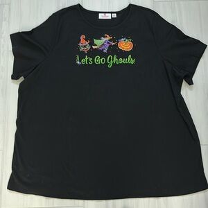 Quacker Factory Halloween Let’s Go Ghouls Embroidered Black Tp size 3X
